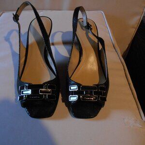 CALVIN KLEIN BLACK EMBOLISHED SLINGBACK OPEN TOE SHOE SZ 7.5 M